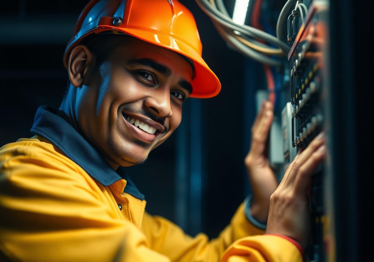 Electricista verificado trabajando en panel eléctrico